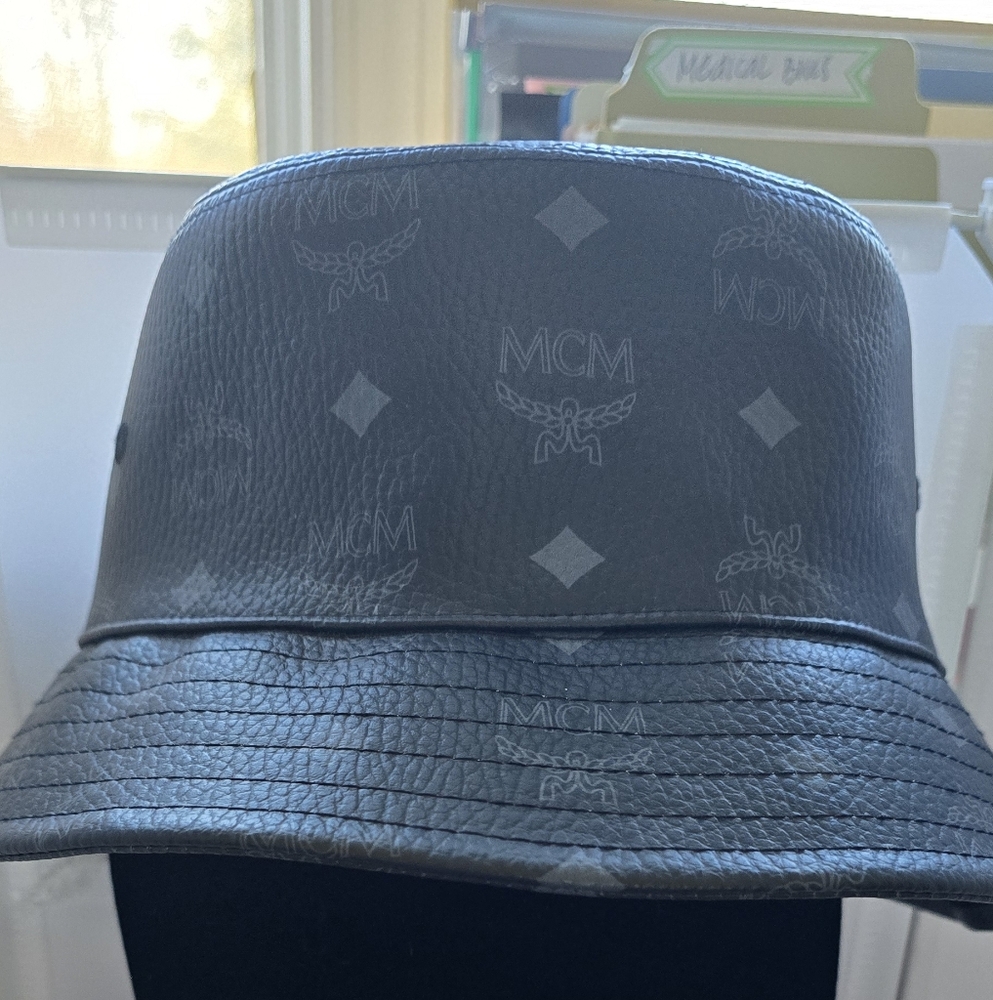 👛SOLD👛 MCM Black Leather Bucket Hat